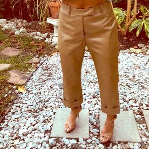 WILLIAM BASE gold cotton cropped pants sz 0 New